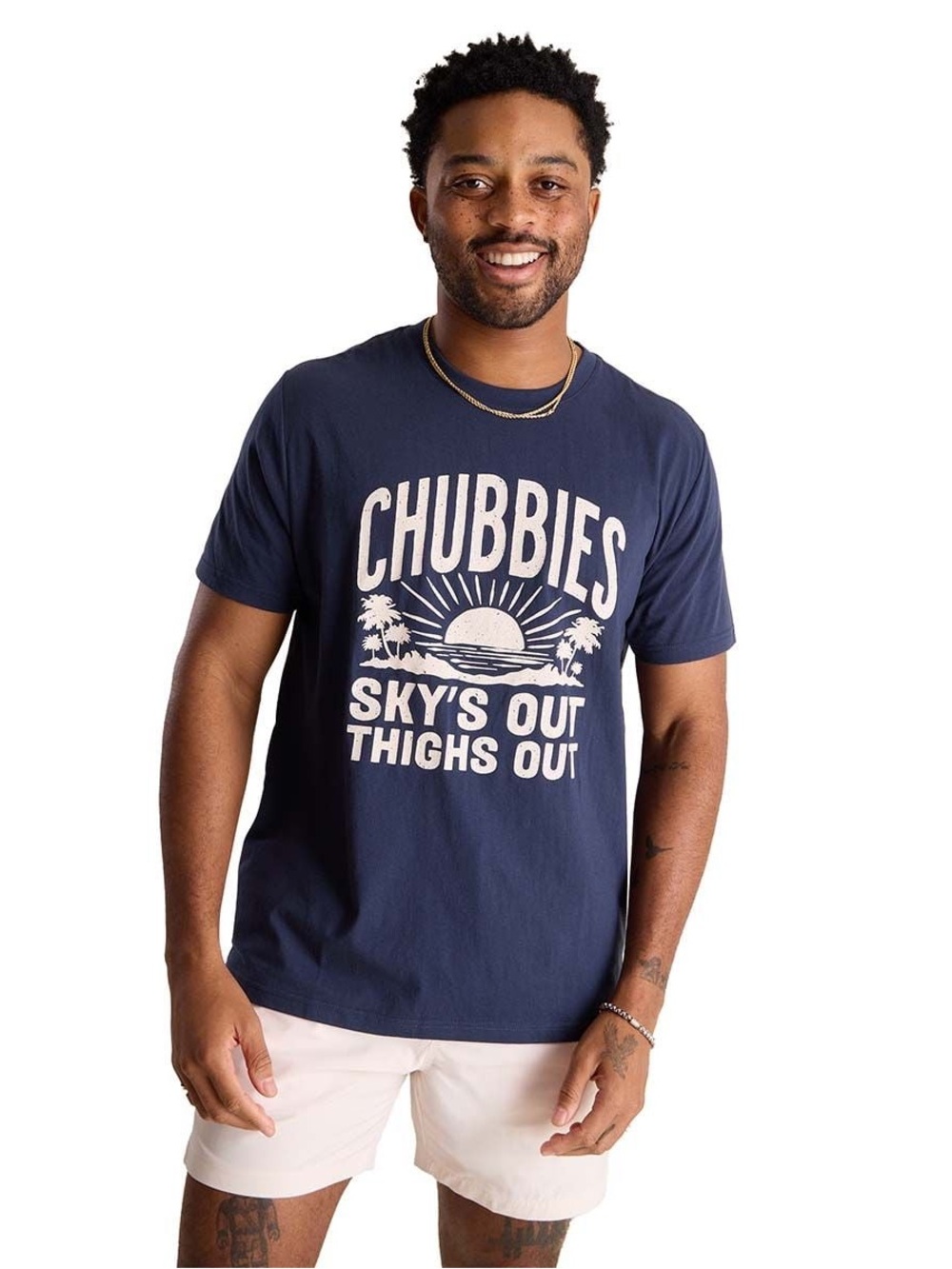 NWT chubbies Navy Graphic Tee with White Print Large